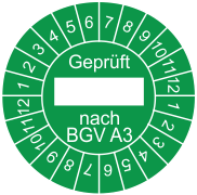 gr�ne Pr�fplakette gepr�ft nach BGV A3